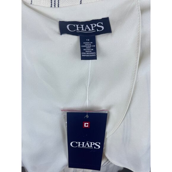Chaps Women’s White Striped Notched Lapel Blazer Sz 12 - NWT - Picture 6 of 8